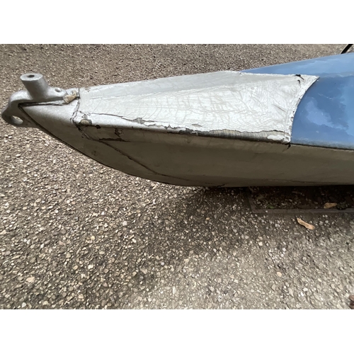 472 - LARGE VINTAGE CANOE WITH PADDLES,WHEELS ETC