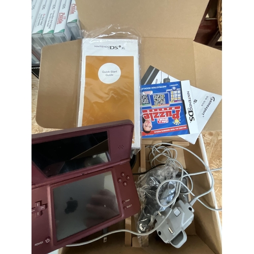 87 - NINTENDO DS XL IN BOX, VINTAGE NINTENDO DS AND QTY OF GAMES