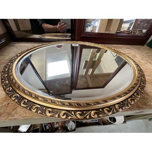 88 - GILT FRAMED OVAL WALL MIRROR AND 2 OTHER WALL MIRRORS 34