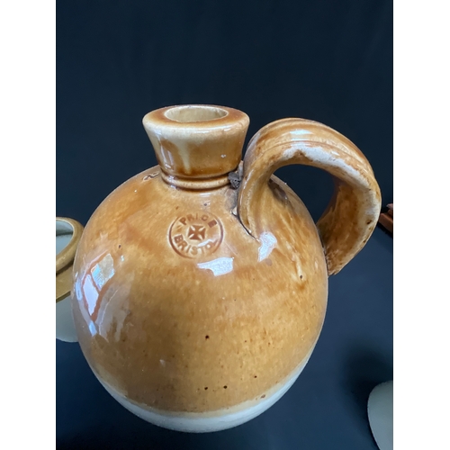 1 - VICTORIAN EARTHENWARE FLAGON AND 3 JARS - TALLEST 15