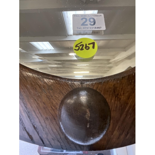 29 - VINTAGE OAK OVAL FRAMED WALL MIRROR 29