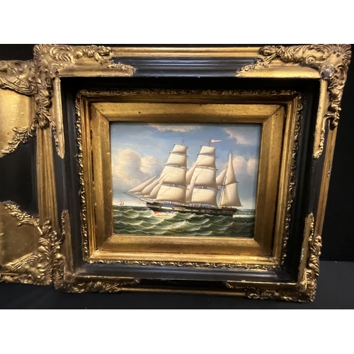 47 - PAIR OF BLACK & GILT FRAMED SHIP PICTURES 17