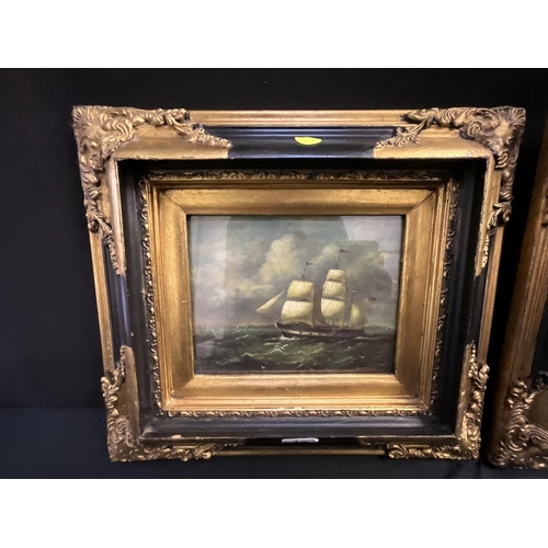 47 - PAIR OF BLACK & GILT FRAMED SHIP PICTURES 17