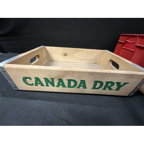 49 - PLASTIC COKE CRATE AND  WOODEN PEPSI AND 
CANADA DRY CRATES