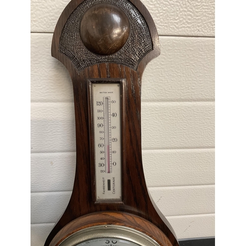 65 - OAK FRAMED ALCOCK & SONS SHREWSBURY WALL BAROMETER H24