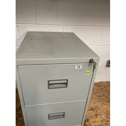 73 - METAL 2 DRAWER FILING CABINET C/W KEYS H28