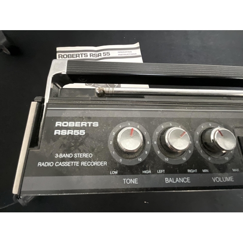 100 - ROBERTS RSR55 RADIO CASSETTE PLAYER COMPLETE WITH INSTRUCTION BOOKLET