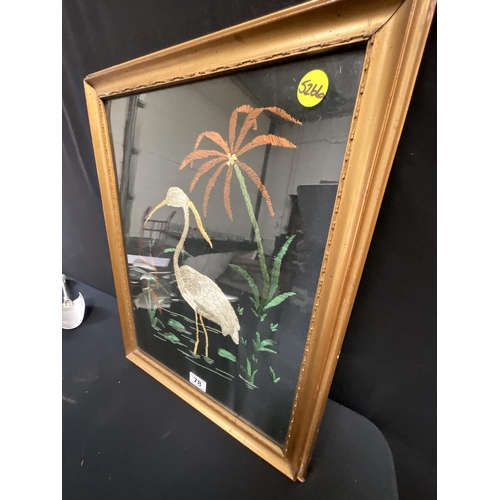 78 - GILT FRAMED EMBROIDERED PICTURE OF HERON 24