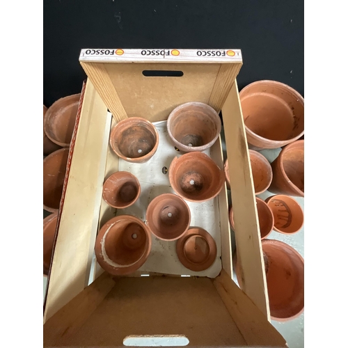 84 - CRATE OF VINTAGE TERRACOTTA PLANT POTS A/F