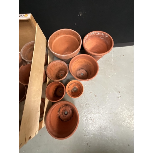 84 - CRATE OF VINTAGE TERRACOTTA PLANT POTS A/F