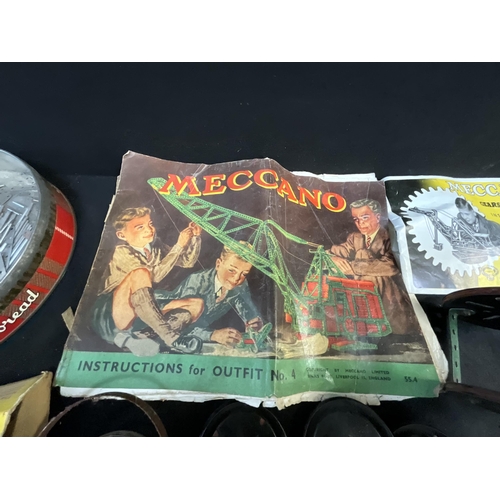 96 - QTY OF VINTAGE MECCANO WITH INSTRUCTION BOOKS ETC