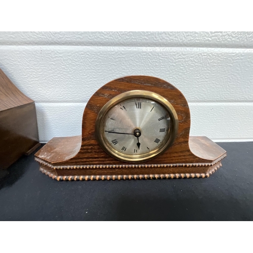 99 - VINTAGE OAK CASED CLOCK AND 1 OTHER