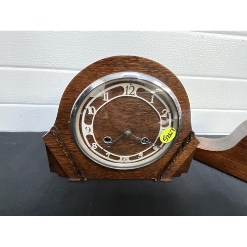 99 - VINTAGE OAK CASED CLOCK AND 1 OTHER