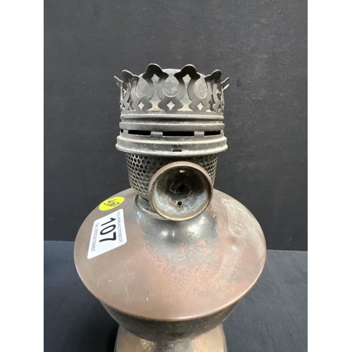 107 - VINTAGE OIL LAMP AND VINTAGE HEATER