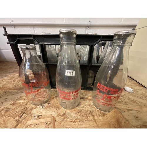 131 - CRATE OF VINTAGE MILK BOTTLES