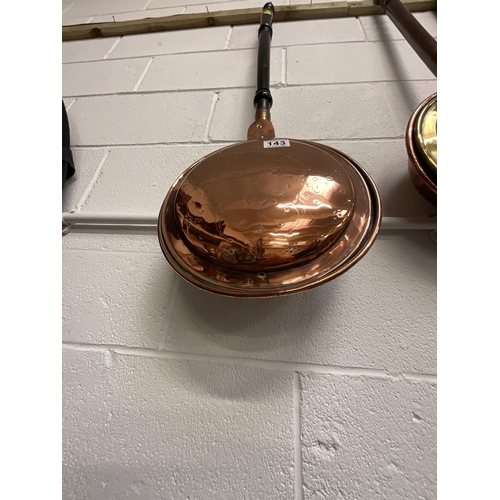 143 - 2 GEORGIAN BRASS & COPPER WARMING PANS LONGEST 42