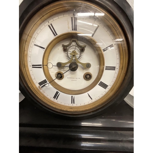 145 - HOWELL & CO PARIS VICTORIAN MARBLE 3 DIAL CLOCK BAROMETER A/F H16