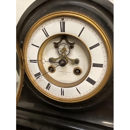 145 - HOWELL & CO PARIS VICTORIAN MARBLE 3 DIAL CLOCK BAROMETER A/F H16