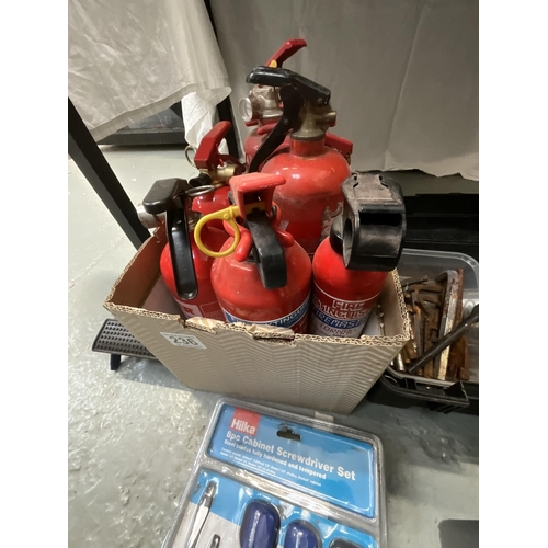 236 - QTY OF HARDWARE TOOL BOX TOOLS FIRE EXTINGUIHERS ETC