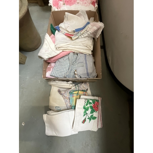 246 - 3 BOXES OF LINEN CUSHIONS ETC