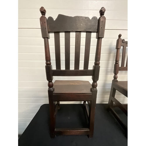 248 - PAIR OF EARLY OAK PEGGED & DOWELLED HALL CHAIRS A/F