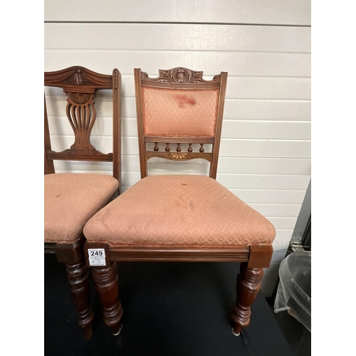 249 - PAIR OF EDWARDIAN MAHOGANY DINING CHAIRS AND 1 OTHER