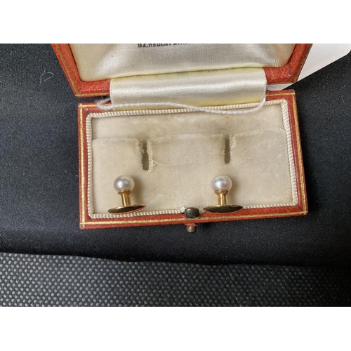 153 - PAIR OF 18CT BACKED PEARL EARRINGS IN ORIGINAL PRESENTATION CASE THE GOLDSMITHS & SILVERSMITH CO LON... 