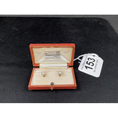 153 - PAIR OF 18CT BACKED PEARL EARRINGS IN ORIGINAL PRESENTATION CASE THE GOLDSMITHS & SILVERSMITH CO LON... 