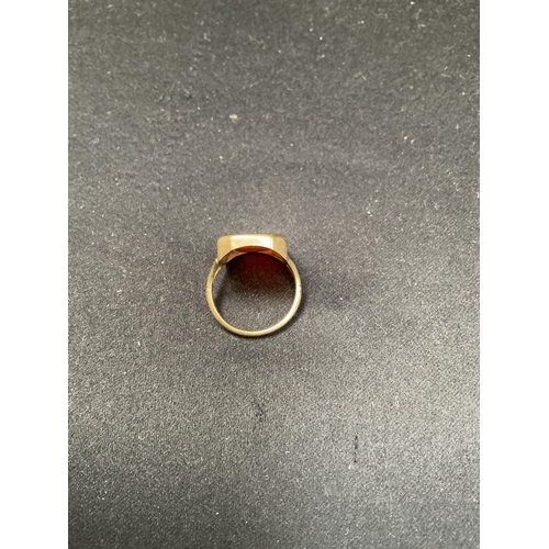 159 - 9CT GOLD WITH ORANGE STONE RING - SIZE N TOTAL WEIGHT 3.5G