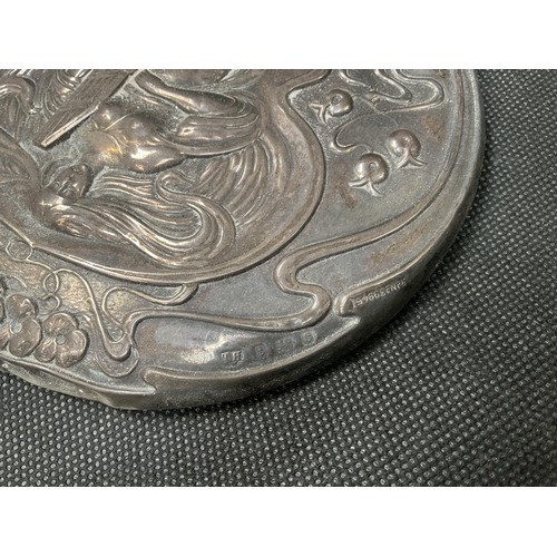 161 - HALLMARK SILVER FILIGREED DISH RETAILED BY PICADILLY LONDON 1894 WEIGHT 4.4G AND SILVER BACKED BRUSH... 