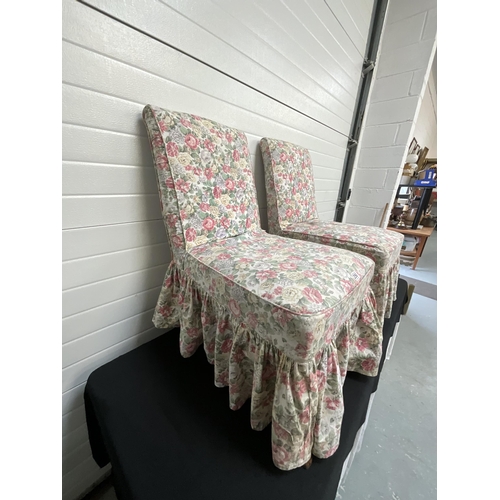 256 - PAIR OF VINTAGE NURSING CHAIRS WITH LOOSE FLORAL COVERS