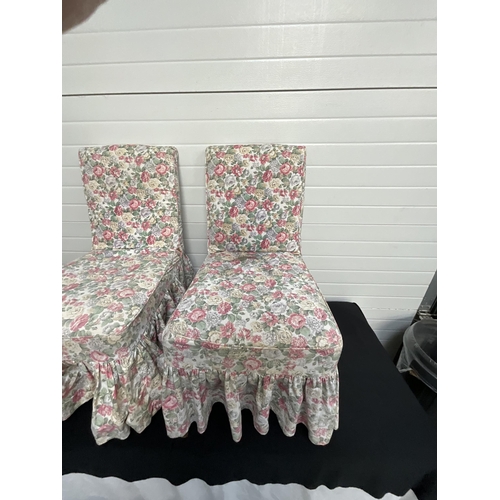 256 - PAIR OF VINTAGE NURSING CHAIRS WITH LOOSE FLORAL COVERS