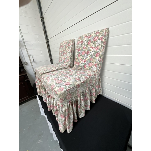 256 - PAIR OF VINTAGE NURSING CHAIRS WITH LOOSE FLORAL COVERS