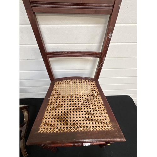 270 - EDWARDIAN ROSEWOOD INLAID BEDROOM CHAIR AND 1 OTHER