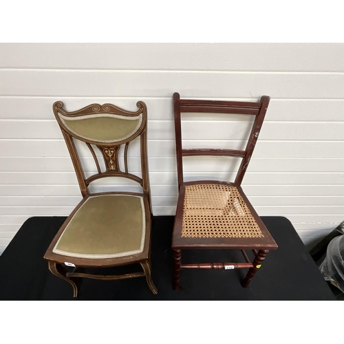 270 - EDWARDIAN ROSEWOOD INLAID BEDROOM CHAIR AND 1 OTHER