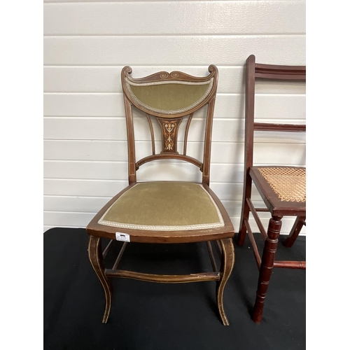 270 - EDWARDIAN ROSEWOOD INLAID BEDROOM CHAIR AND 1 OTHER