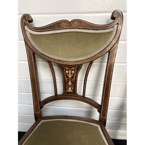 270 - EDWARDIAN ROSEWOOD INLAID BEDROOM CHAIR AND 1 OTHER