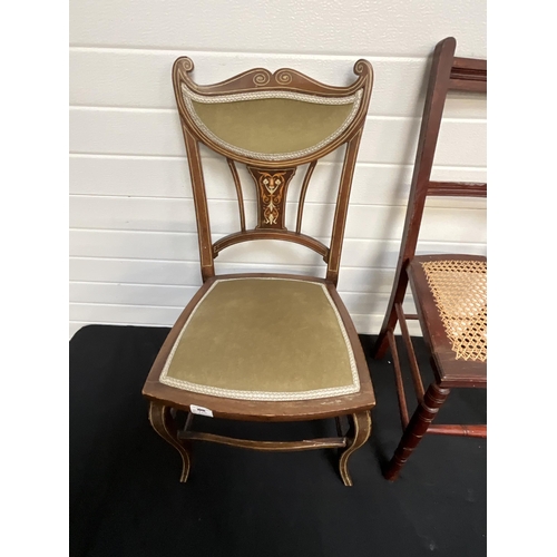 270 - EDWARDIAN ROSEWOOD INLAID BEDROOM CHAIR AND 1 OTHER