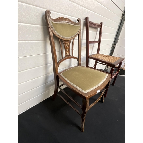 270 - EDWARDIAN ROSEWOOD INLAID BEDROOM CHAIR AND 1 OTHER