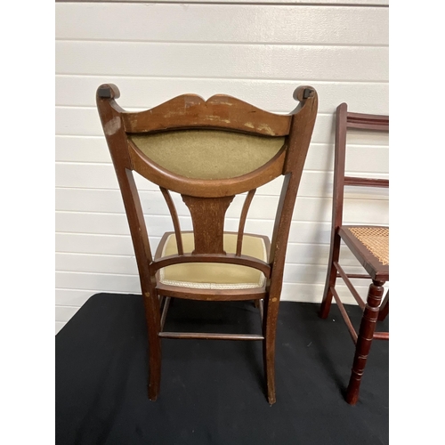 270 - EDWARDIAN ROSEWOOD INLAID BEDROOM CHAIR AND 1 OTHER