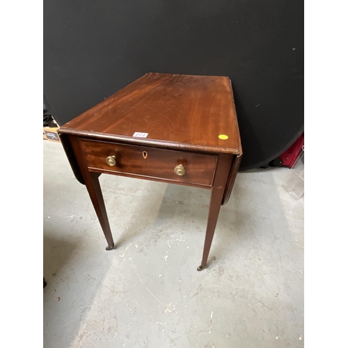 272 - GEORGIAN MAHOGANY PEMBROOKE STYLE LIBRARY TABLE WITH 2 DRAWERS ON SABRE LEGS ON ORIGINAL BRASS CASTO... 