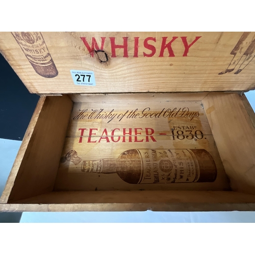 277 - WOODEN TEACHERS WHISKY ADVERTISING BOX H4.5