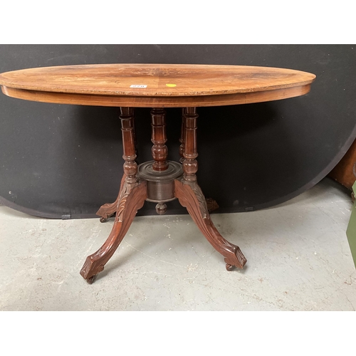 278 - VICTORIAN WALNUT INLAID TIP TOP PEDESTAL TRIPOD WINDOW TABLE H28