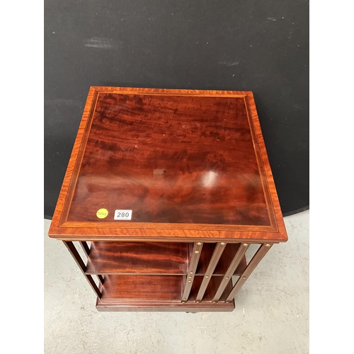 280 - EDWARDIAN MAHOGANY INLAID REVOLVING BOOKCASE H34