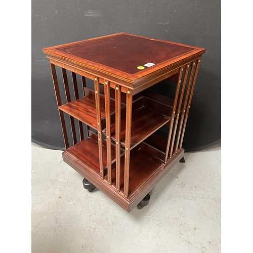 280 - EDWARDIAN MAHOGANY INLAID REVOLVING BOOKCASE H34