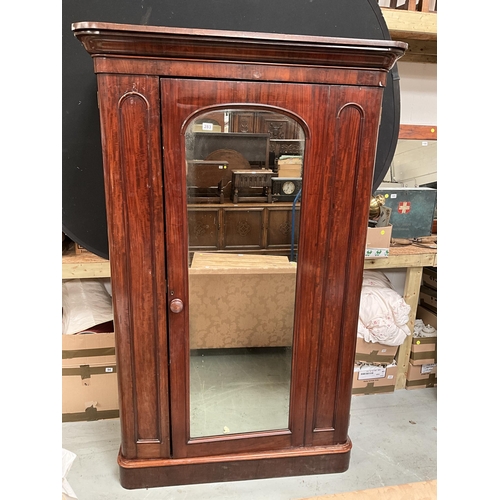 283 - VICTORIAN MAHOGANY FITTED MIRROR DOOR WARDROBE A/F H80