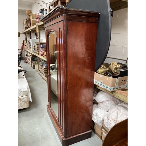 283 - VICTORIAN MAHOGANY FITTED MIRROR DOOR WARDROBE A/F H80