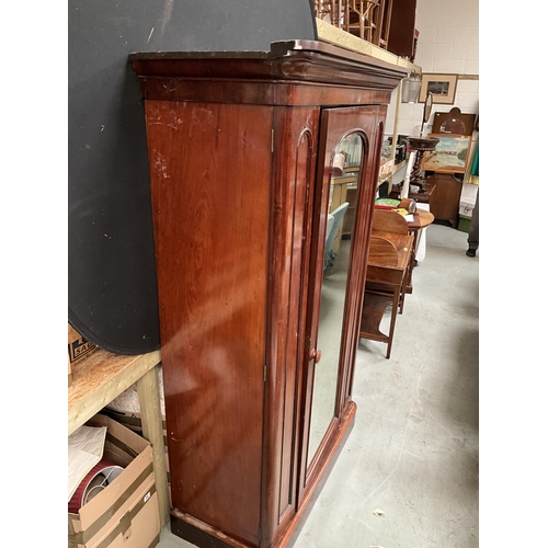 283 - VICTORIAN MAHOGANY FITTED MIRROR DOOR WARDROBE A/F H80