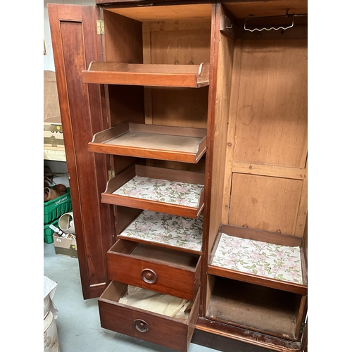 283 - VICTORIAN MAHOGANY FITTED MIRROR DOOR WARDROBE A/F H80