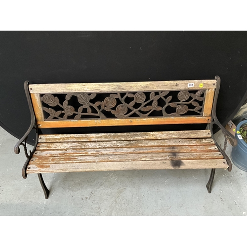 294 - METAL AND WOODEN GARDEN BENCH H29